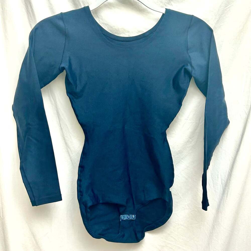 Women's Navy Blue Scoop Neck Long Sleeve Isotoner Bodysuit Shapewear M